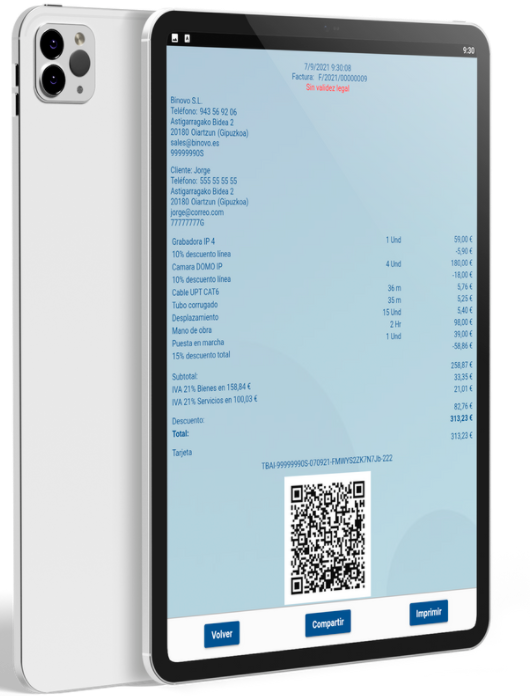 Aplicación móvil TPV | TPV TicketBAI | Binovo BinFact
